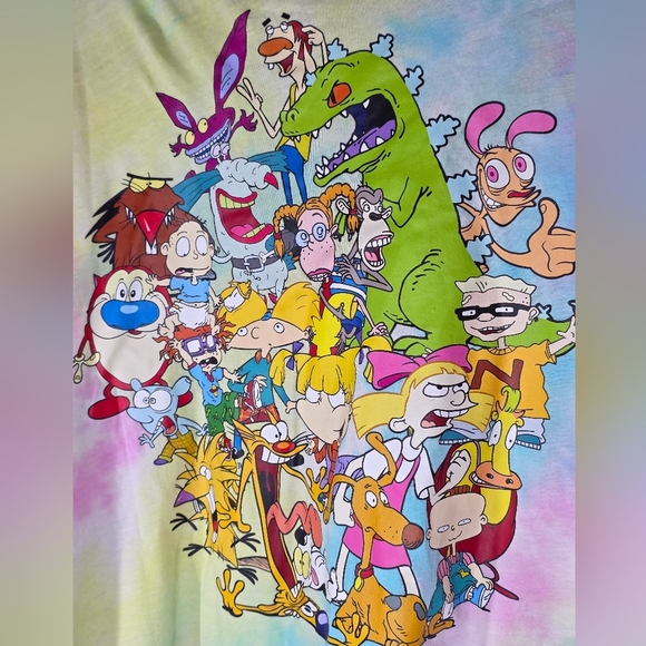 Cakeworthy x Nickelodeon 90's Rainbow Tie Dye Long Sleeve T-Shirt Size 2XL - Picture 9 of 9